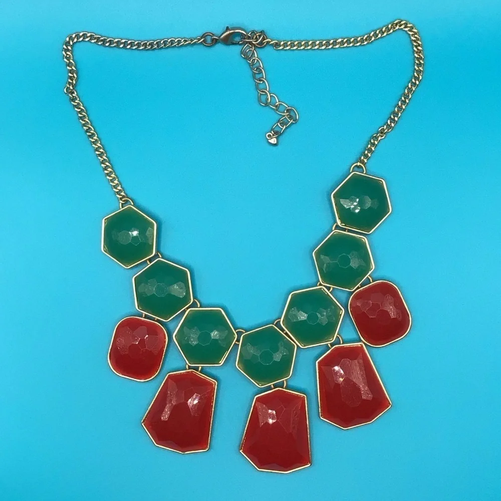 Green and Red Statement Necklace